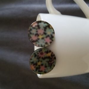 Large Floral Disc 90s Stud Earrings